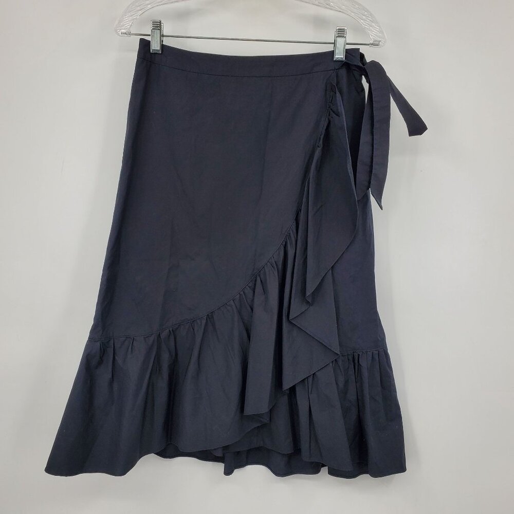 SET Women's Black Ruffle Front Wrap Look Basic Career‎ Side Tie Basic Skirt 4